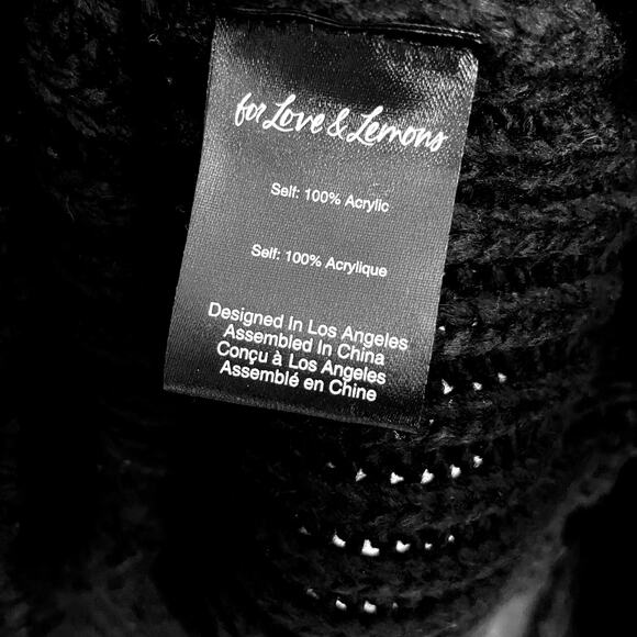 For Love & Lemons Keke Cut Out Black Turtleneck Sweater Size Small - Picture 8 of 10